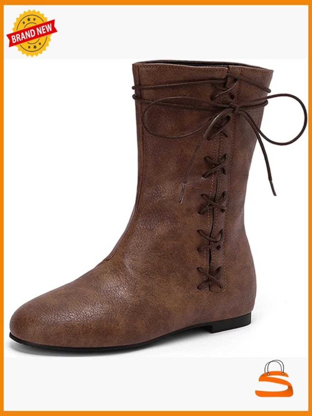 Vintage Lace Up Flats Ankle Boots Round Toe Pirate Costume Medieval Renaissance